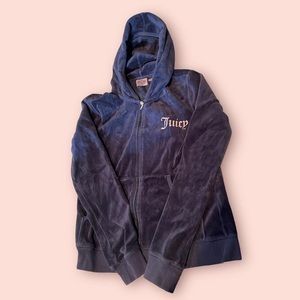juicy couture navy velour dog bling hoodie vintage size XL